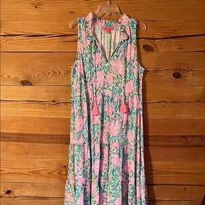 Lilly Pulitzer Pink and Green Floral Maxi Dress